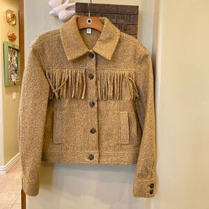 Chelsea & Violet marled wool fringe jacket